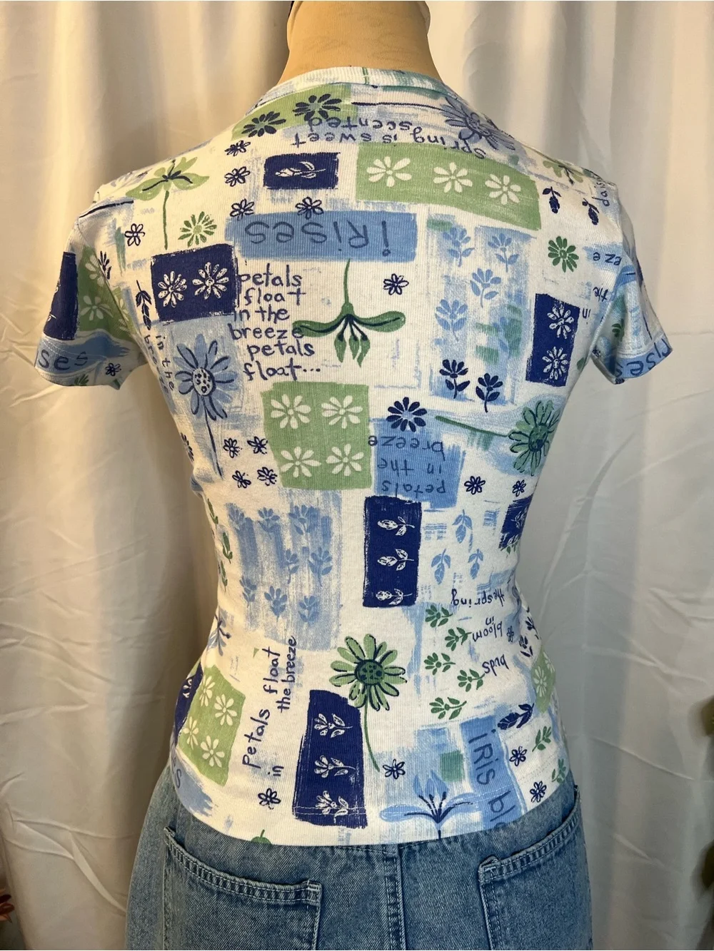 Patchwork Vintage Floral Short Sleeve Crew Neck Tee-Shirt